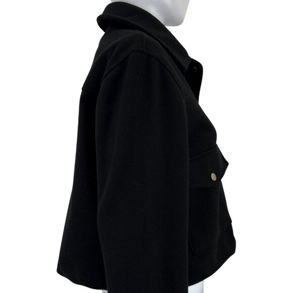 ZARA | Black Cropped Wool-Blend Utility Jacket | Silver Hardware | Size S - Picture 5 of 9
